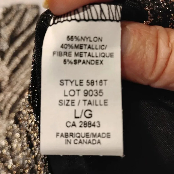 Eclipse NWT Women's Cut Out Sleeves Sparkly Black & Gold Blouse Size Large - Picture 11 of 12